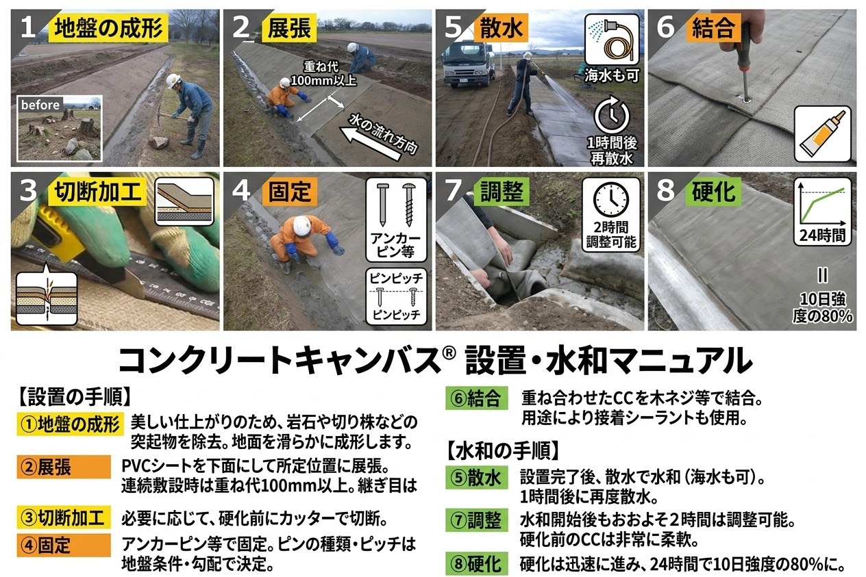 コンクリートキャンバス 設置・水和マニュアル